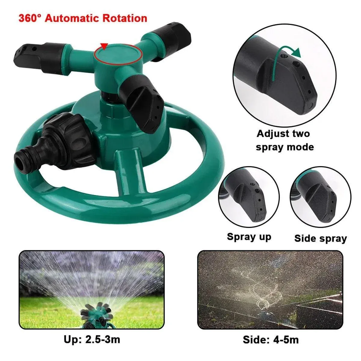 Small Disc Sprinkler 360 Degree Rotating Garden Sprayer Three Prong Spray view 8