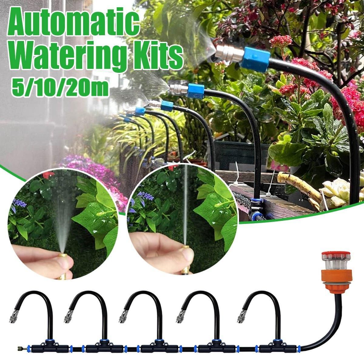 5M 10M 20M Garden Watering System Adjustable Spray Irrigation Hose Sprinkler - 20m view 2