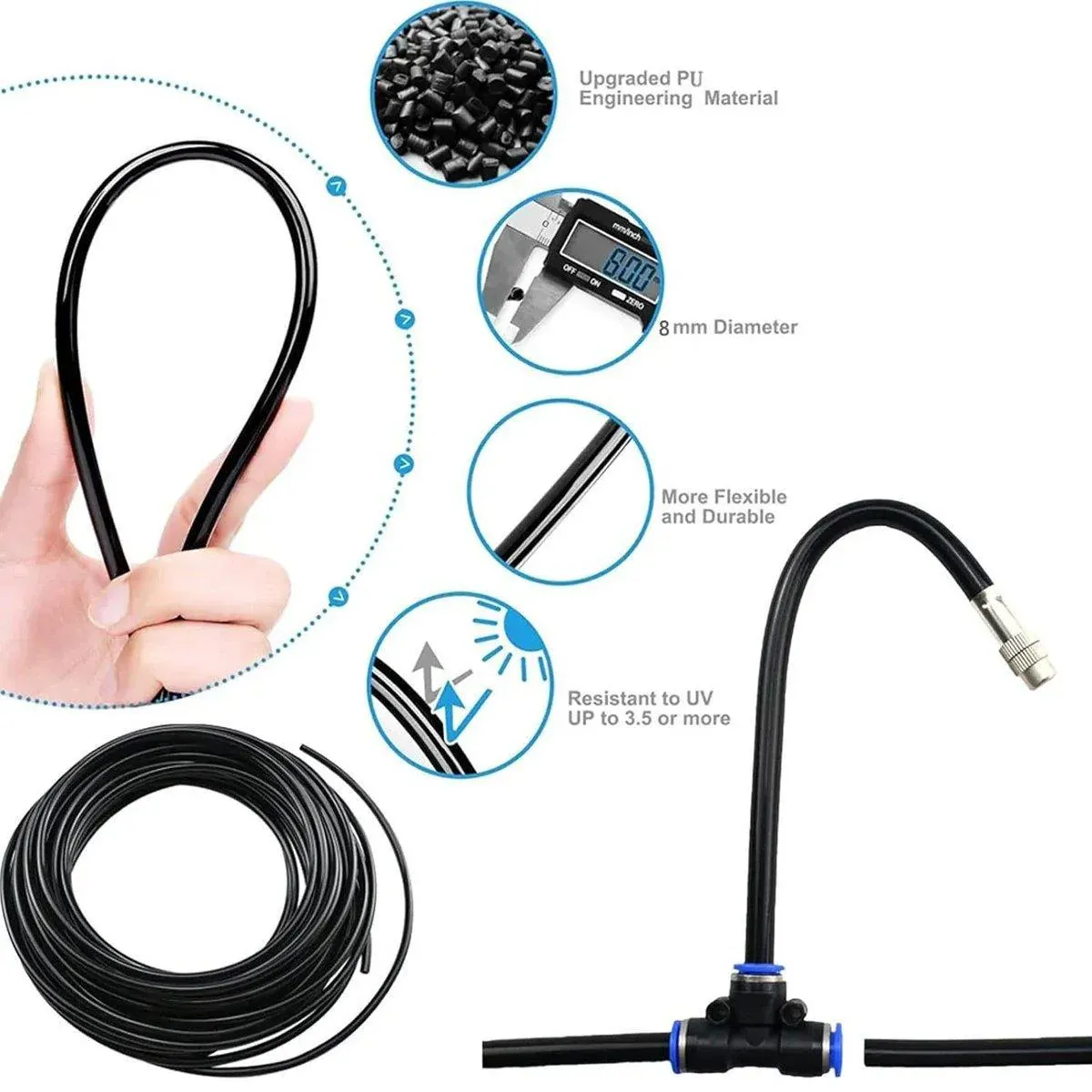 5M 10M 20M Garden Watering System Adjustable Spray Irrigation Hose Sprinkler - 20m view 6