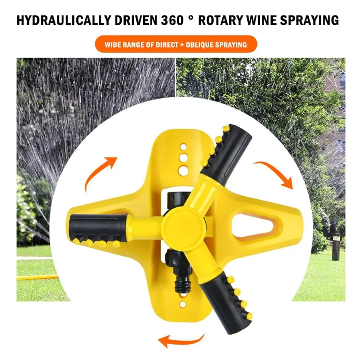 360 Degree Rotating Yellow Sprinkler Automatic Lawn Garden Watering System Villa view 5