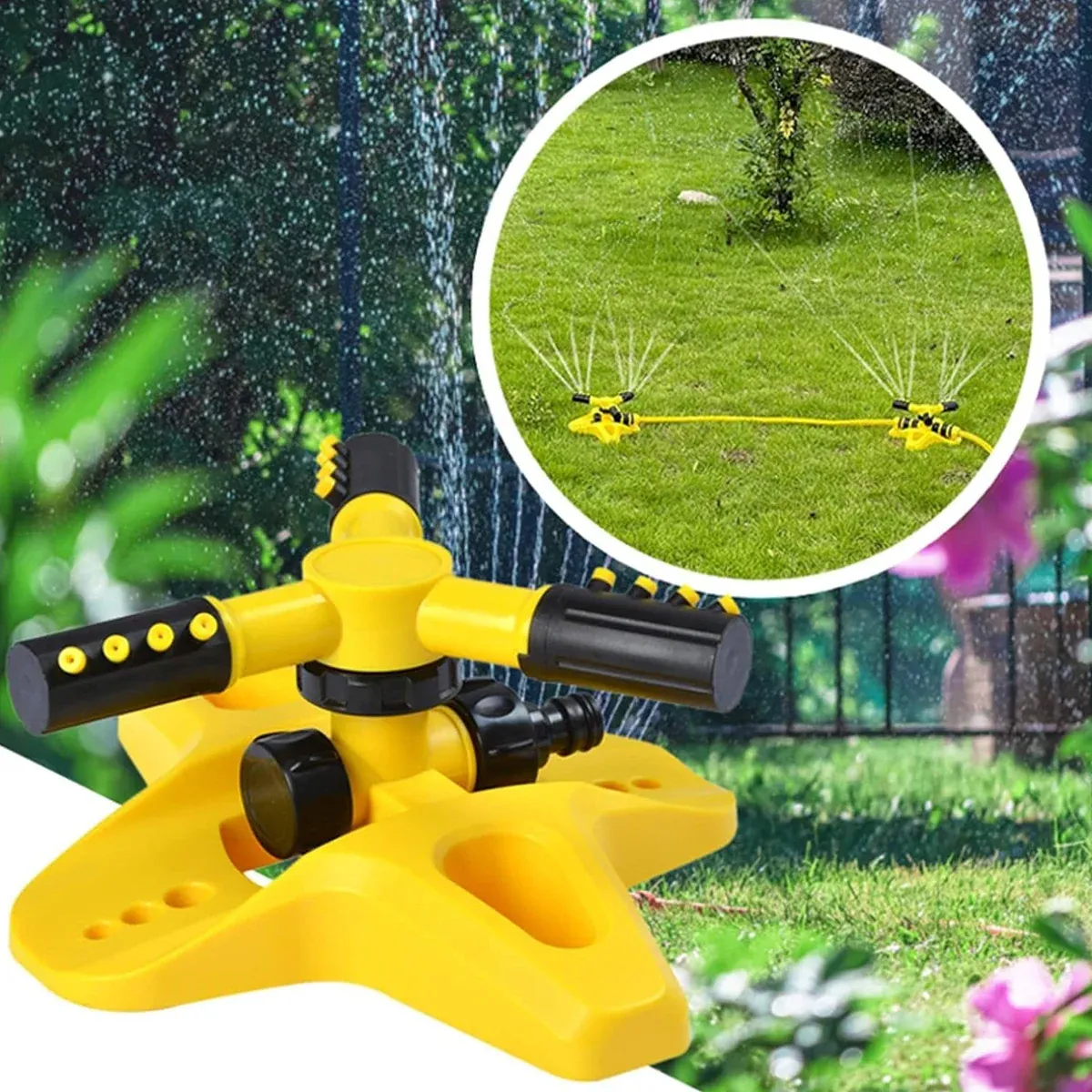 360 Degree Rotating Yellow Sprinkler Automatic Lawn Garden Watering System Villa view 8