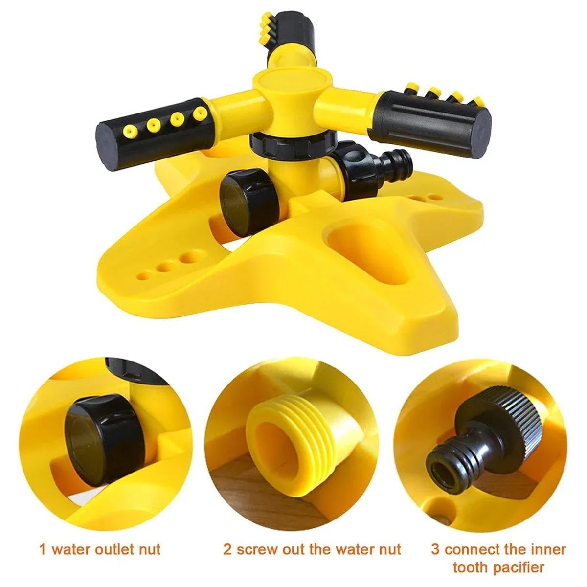 360 Degree Rotating Yellow Sprinkler Automatic Lawn Garden Watering System Villa view 13