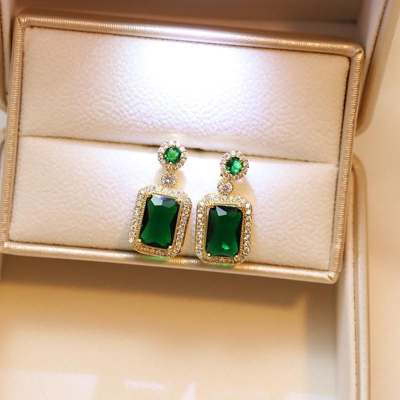 Vintage Paraiba Tourmaline Emerald Gemstone Earrings Ring Necklace Women Gift view 5