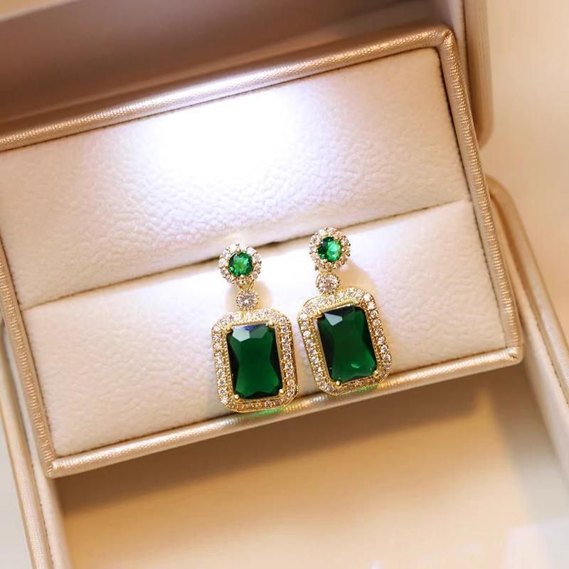 Vintage Paraiba Tourmaline Emerald Gemstone Earrings Ring Necklace Women Gift view 13