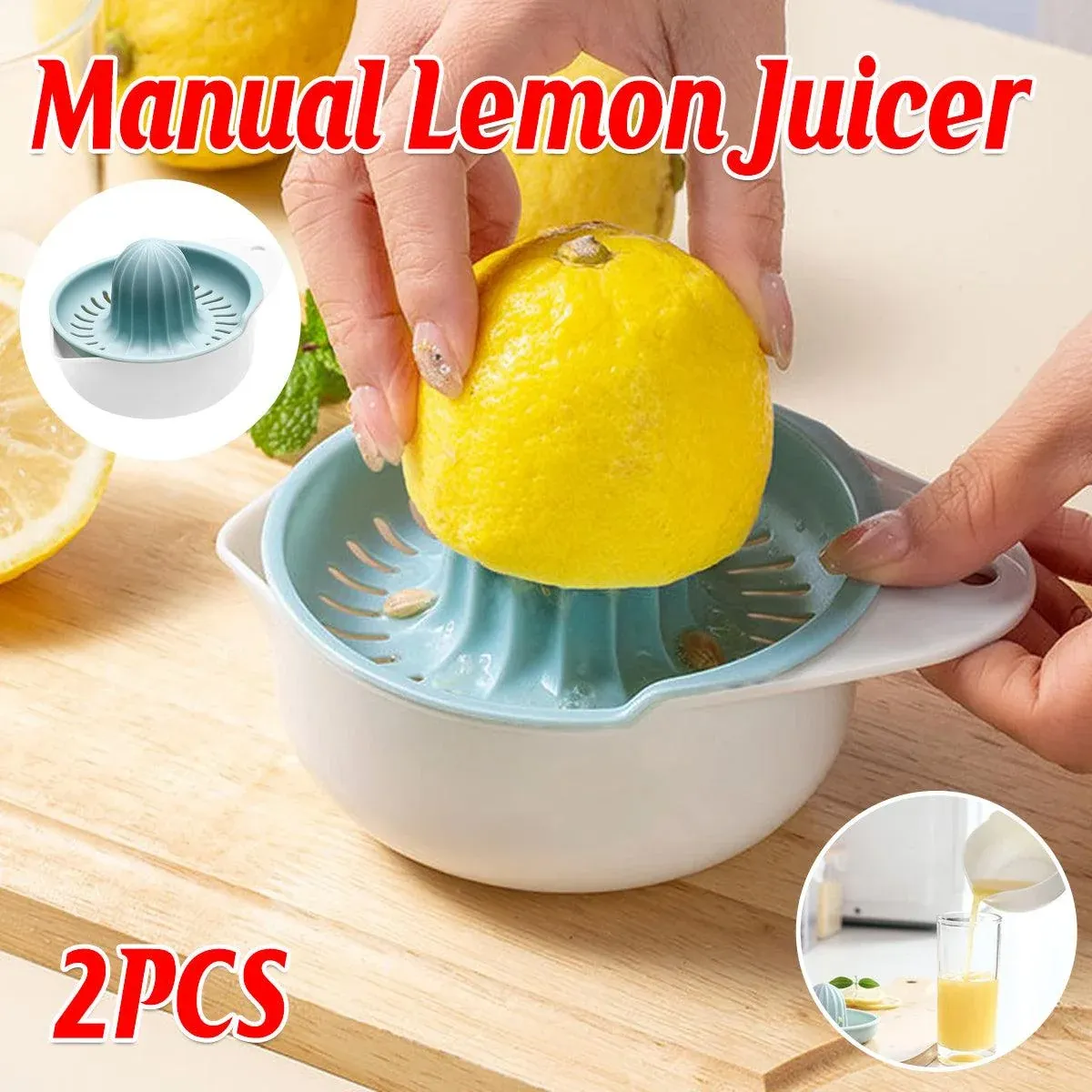2PCS Home Use Lemon Press Manual Juicer Portable Citrus Squeezer