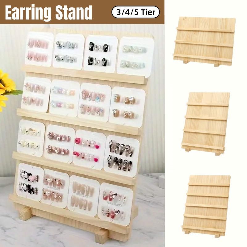 Wooden Earrings Display Rack Multi Tier Jewelry Stand Organizer Earrings view 2