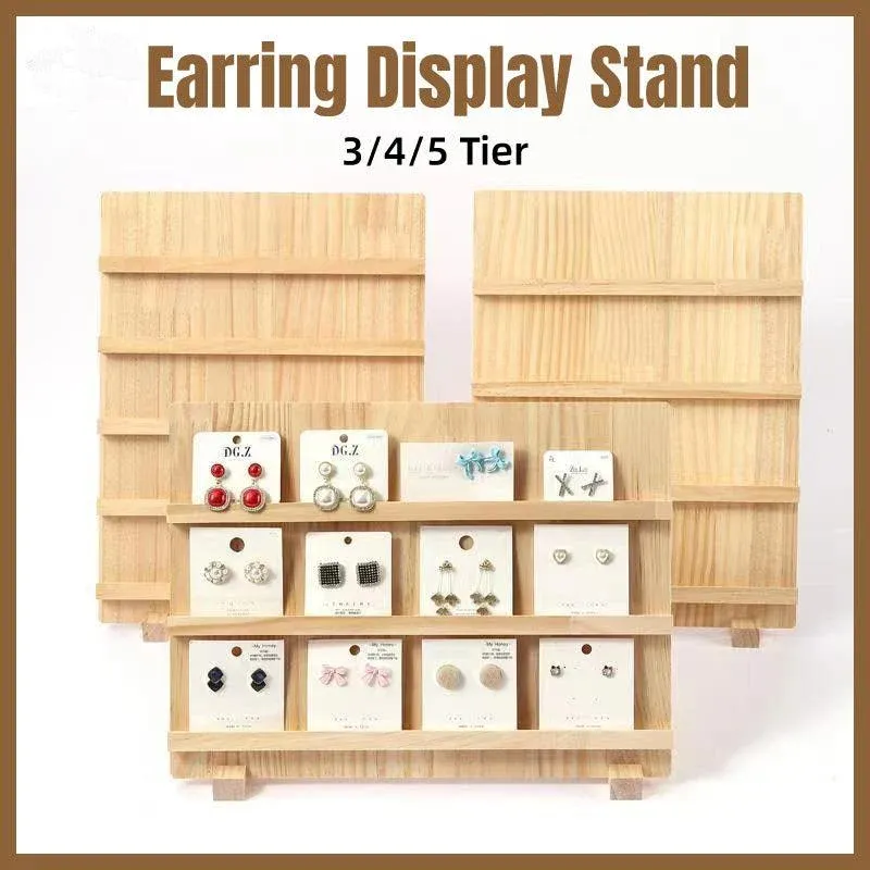 Wooden Earrings Display Rack Multi Tier Jewelry Stand Organizer Earrings view 14