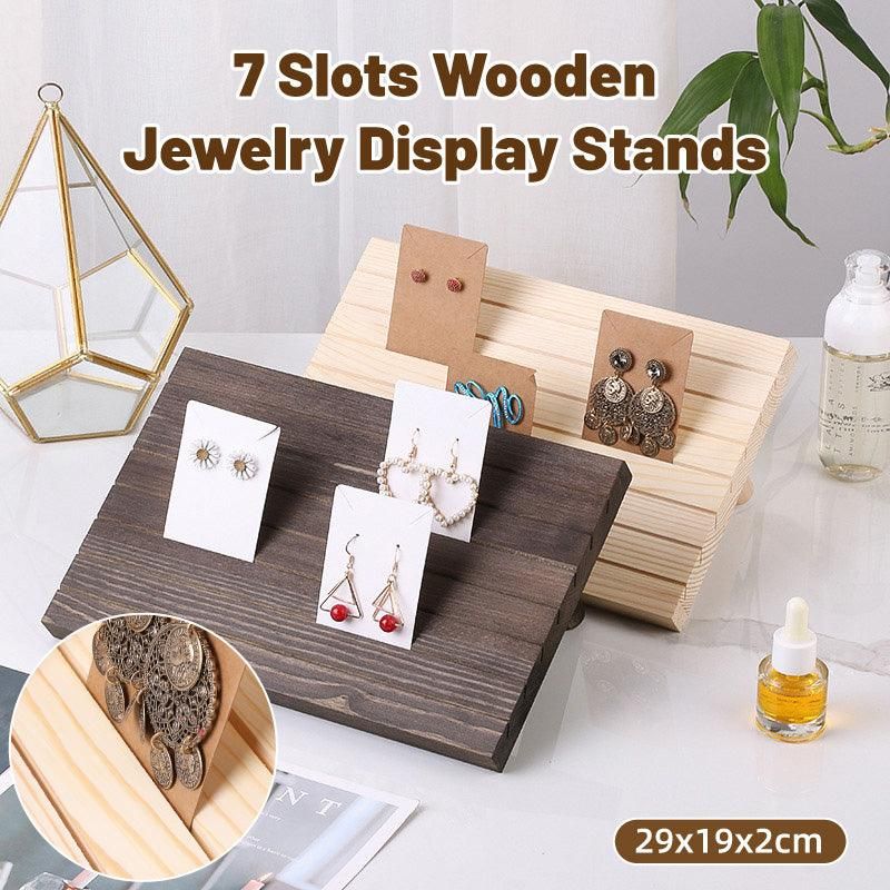 Wooden Earrings and Studs Display Rack Jewellery Organizer Stand 7 Slots view 2