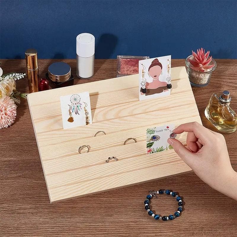 Wooden Earrings and Studs Display Rack Jewellery Organizer Stand 7 Slots view 7