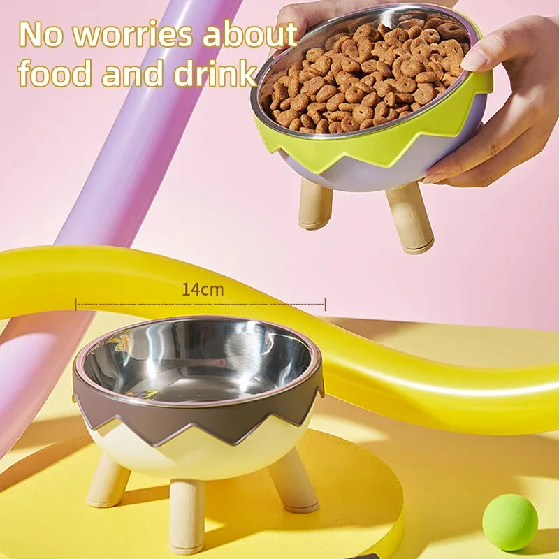 Eggshell Tall Pet Bowl Cat Dog Food Bowl Anti Slip Durable Raised Feeding Bowl view 12