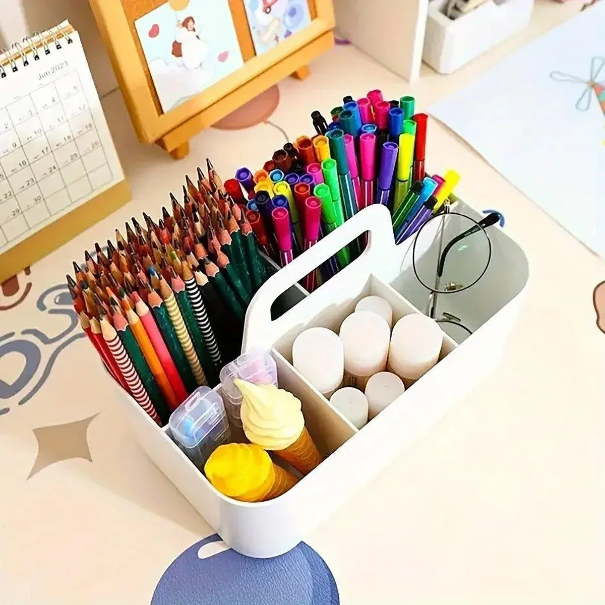 Multi Functional Desktop Organizer Compartmentalized Storage Box Portable view 7