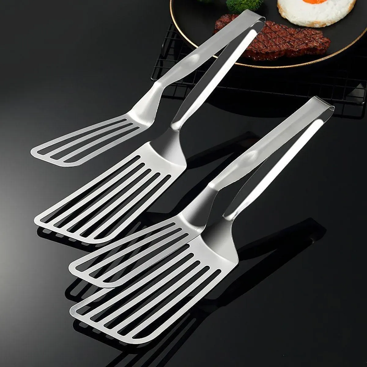 Stainless Steel Steak Tongs Multi-Functional Kitchen Tool for BBQ and Fried Fish view 8