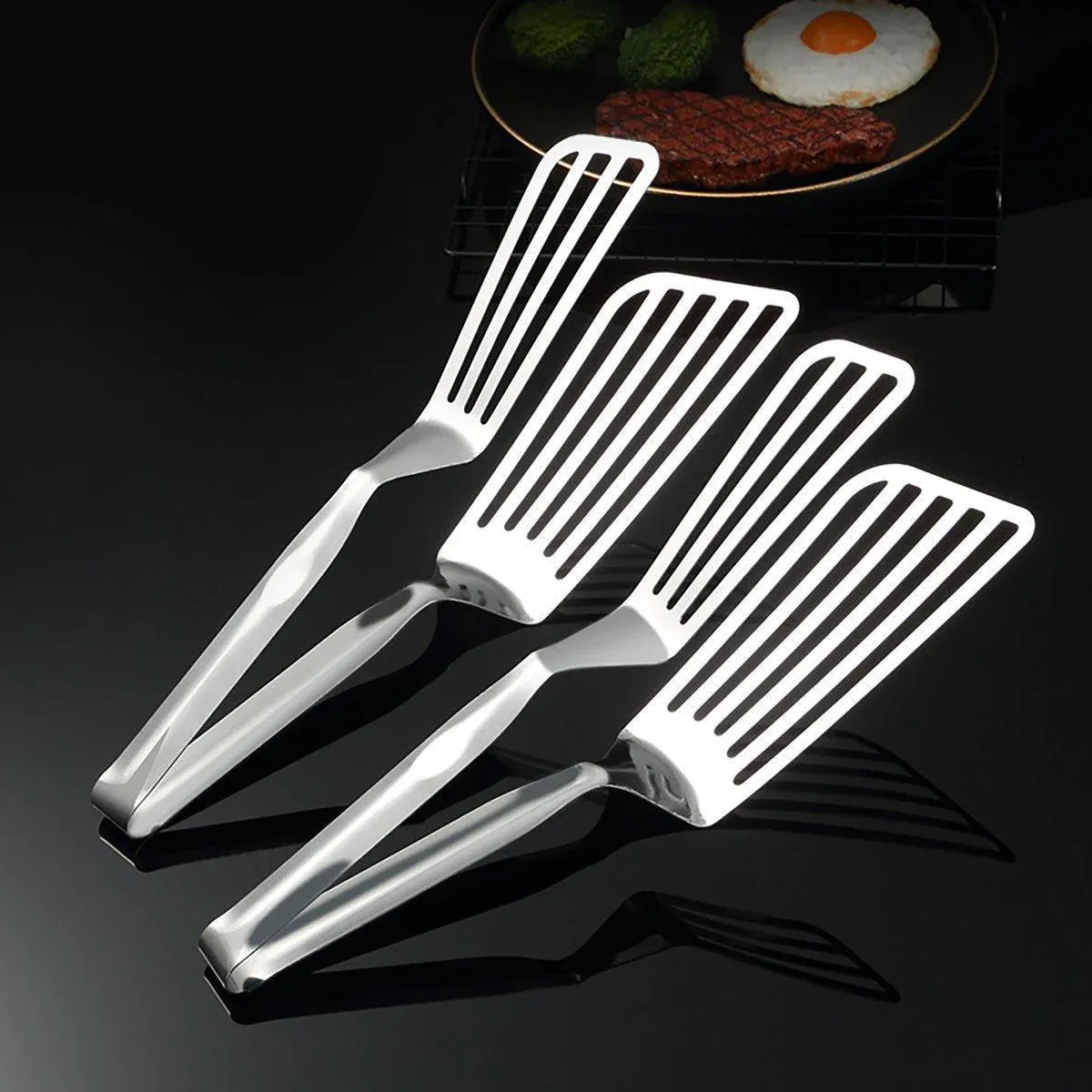 Stainless Steel Steak Tongs Multi-Functional Kitchen Tool for BBQ and Fried Fish view 9
