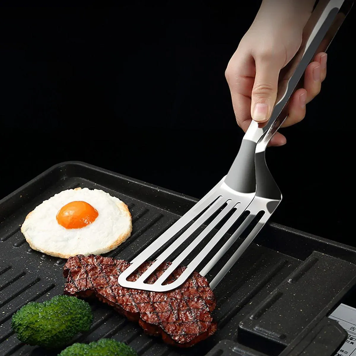 Stainless Steel Steak Tongs Multi-Functional Kitchen Tool for BBQ and Fried Fish view 12