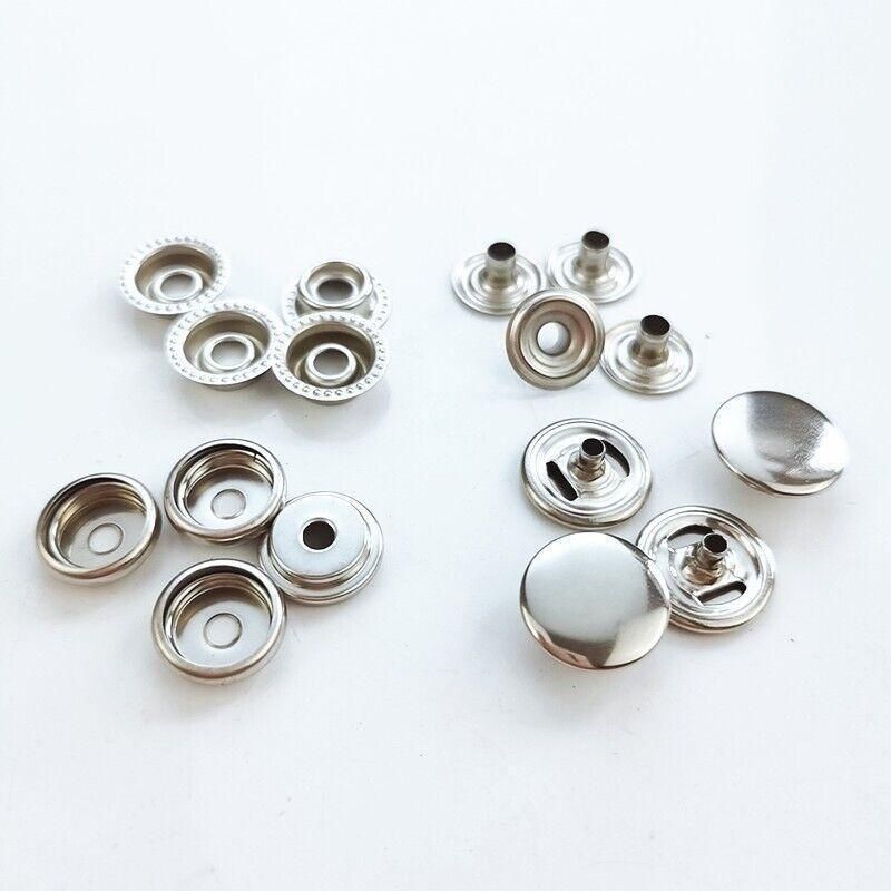 120PCS 15mm Stainless Steel Snap Fasteners Press Studs Cap Button Boat view 5