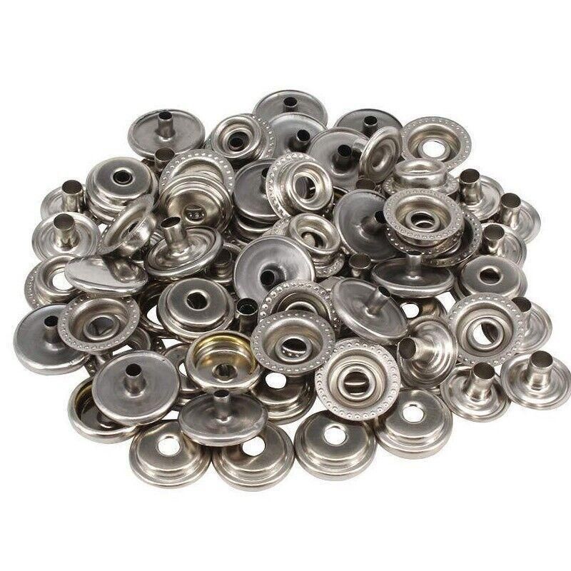 120PCS 15mm Stainless Steel Snap Fasteners Press Studs Cap Button Boat view 7