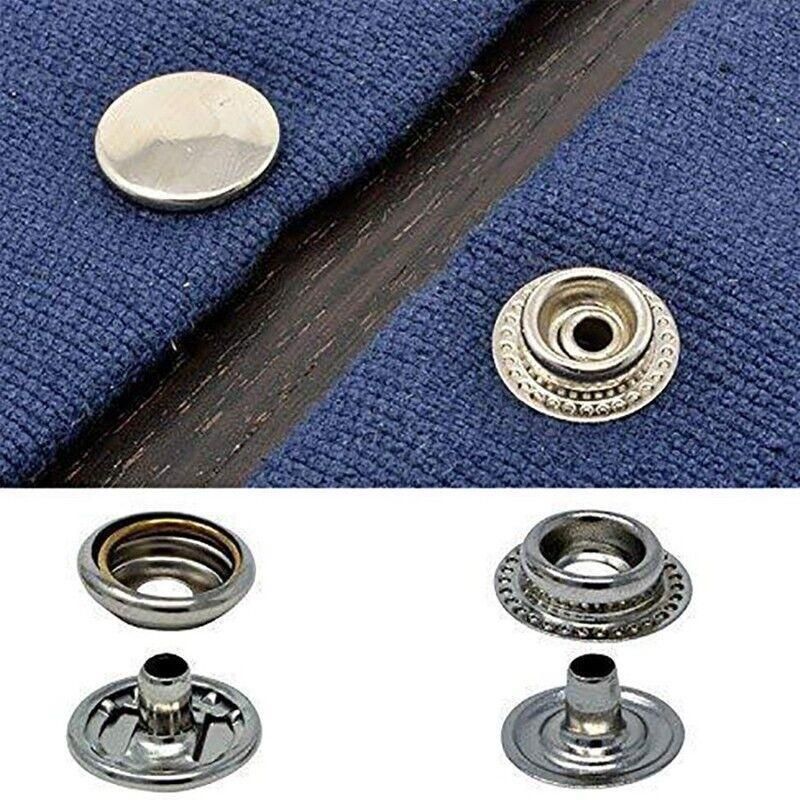 120PCS 15mm Stainless Steel Snap Fasteners Press Studs Cap Button Boat view 9