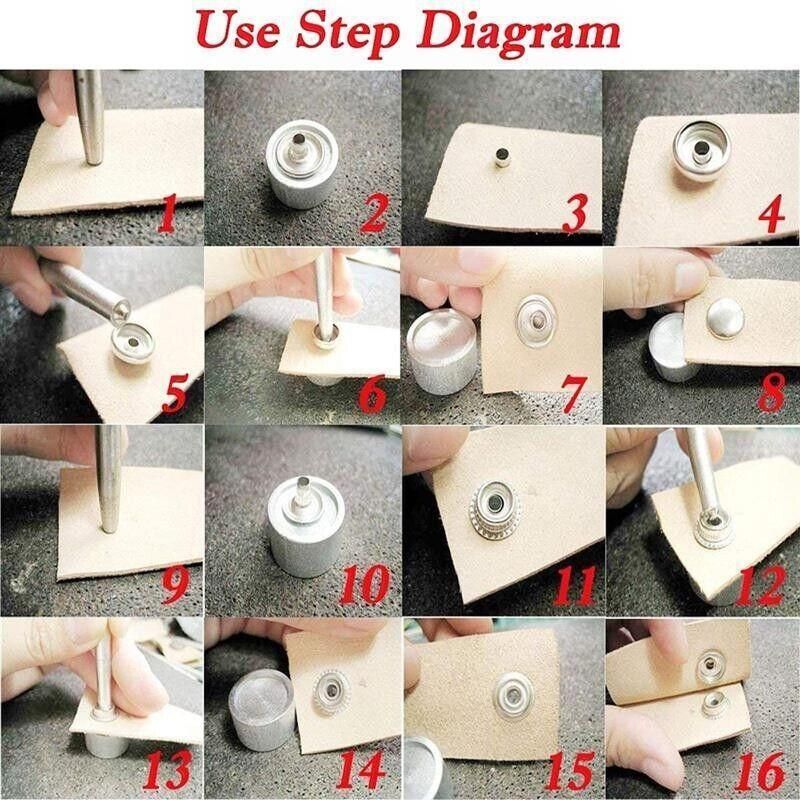 120PCS 15mm Stainless Steel Snap Fasteners Press Studs Cap Button Boat view 10
