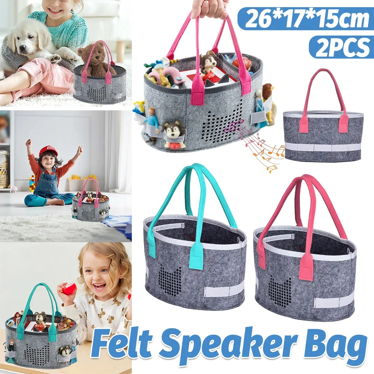2pcs Doll Storage Organization Bag Felt Handbag Toy Organizer Storage — image 1