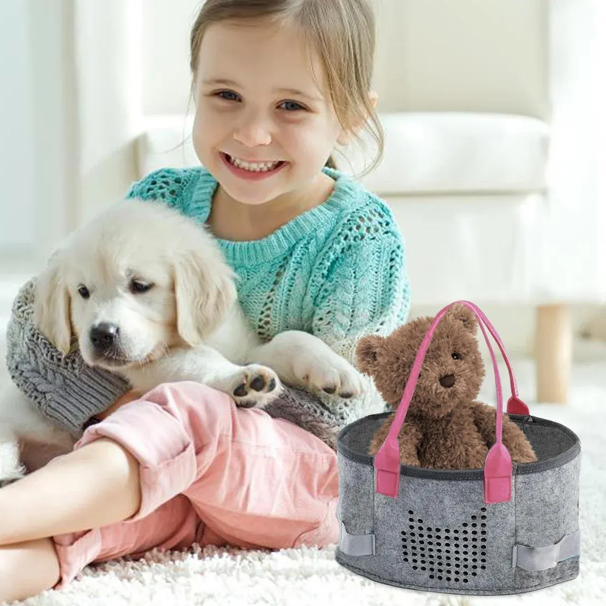 2pcs Doll Storage Organization Bag Felt Handbag Toy Organizer Storage view 8