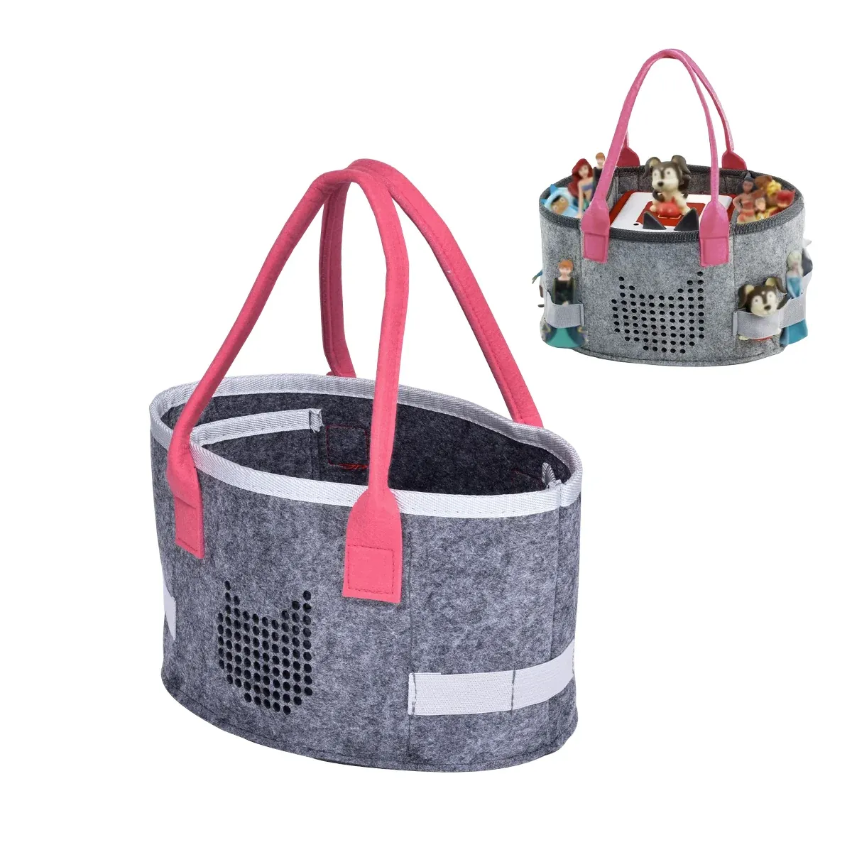 2pcs Doll Storage Organization Bag Felt Handbag Toy Organizer Storage view 9