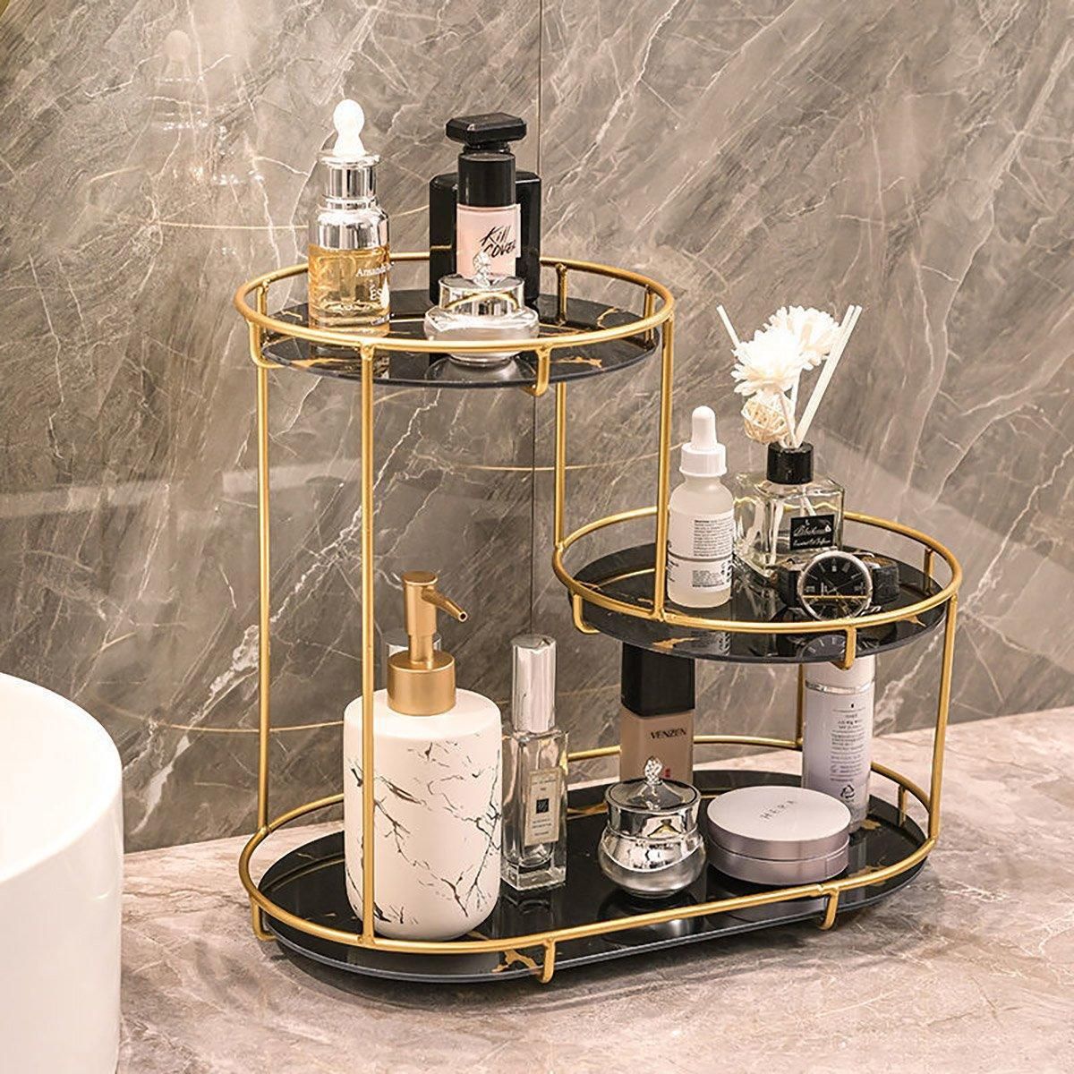 Round Multi-Tier Metal Storage Rack for Bathroom Vanity Kitchen Storage Rack view 13