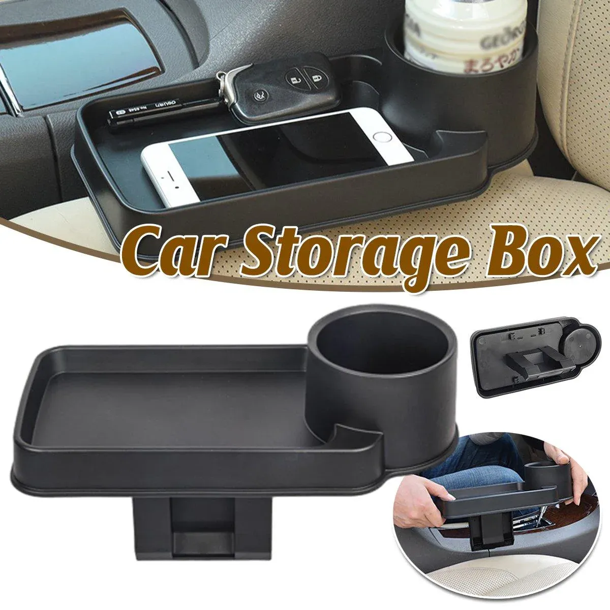 Car Storage Box Clip In Cup Holder Multifunctional Vehicle Seat Side Organizer — image 1