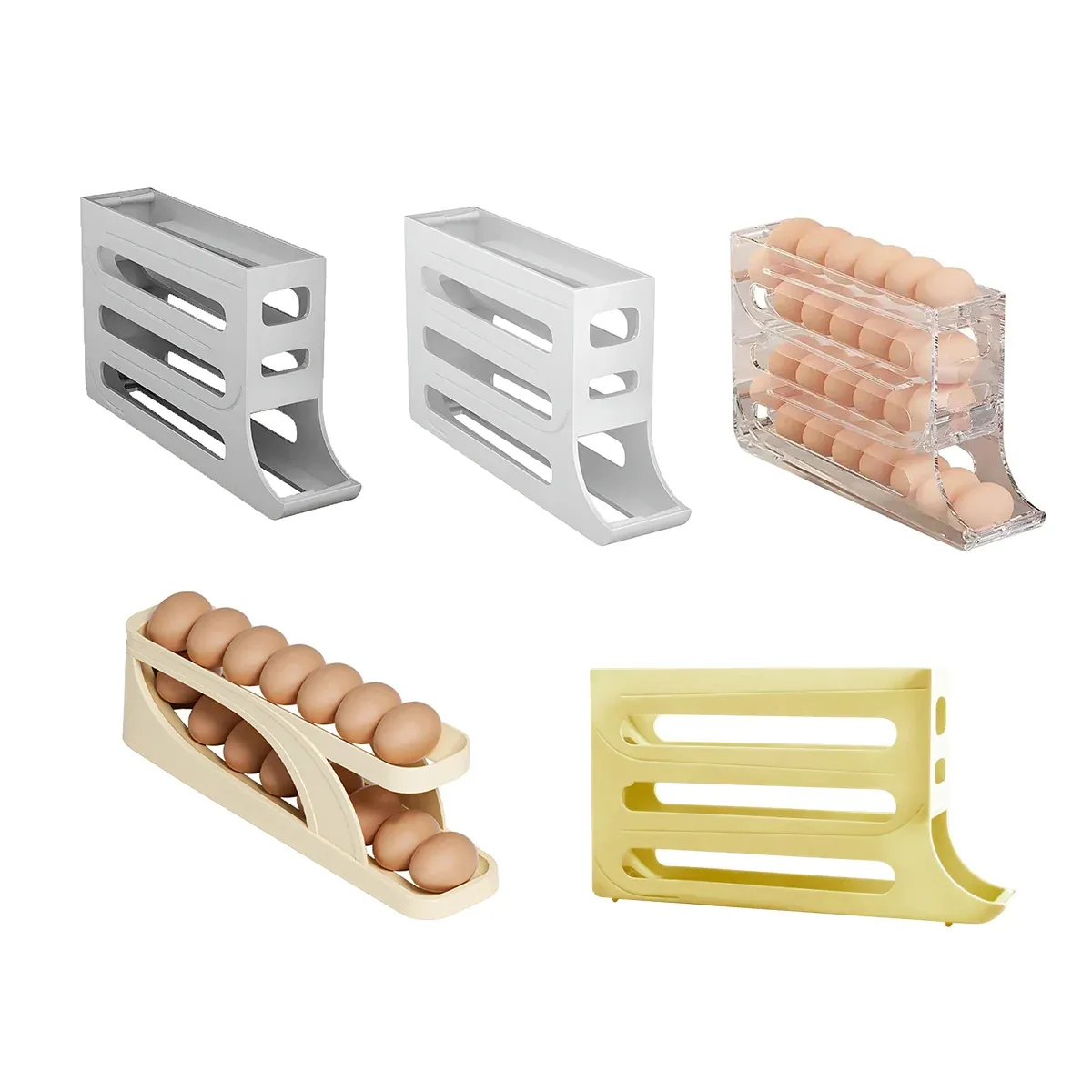 Automatic Scrolling Egg Holder 2/4-Tier Storage Box Container for Refrigerator view 3