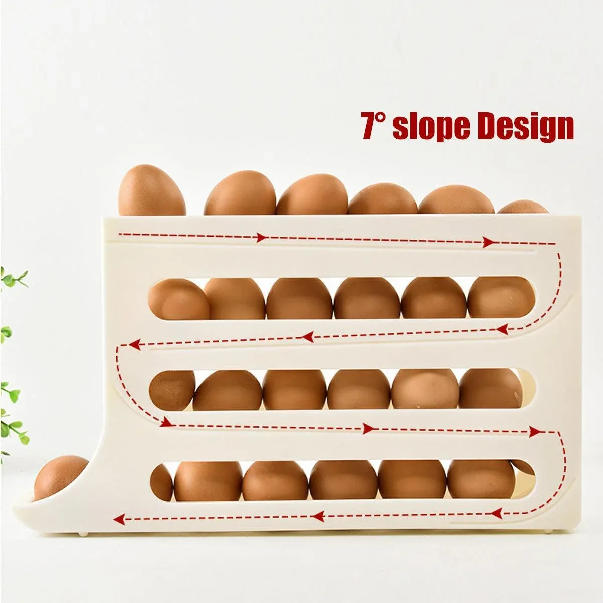 Automatic Scrolling Egg Holder 2/4-Tier Storage Box Container for Refrigerator view 5