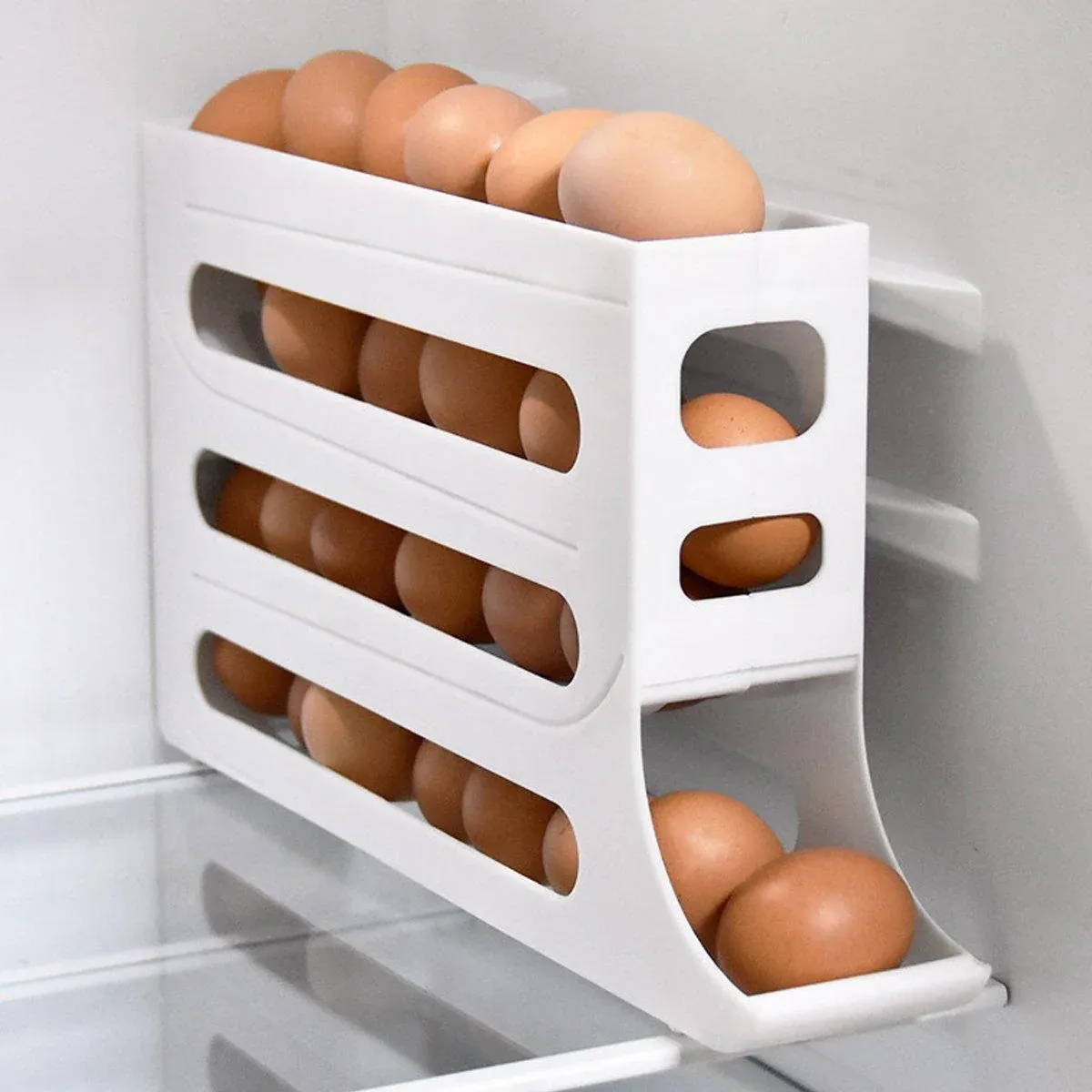 Automatic Scrolling Egg Holder 2/4-Tier Storage Box Container for Refrigerator view 8
