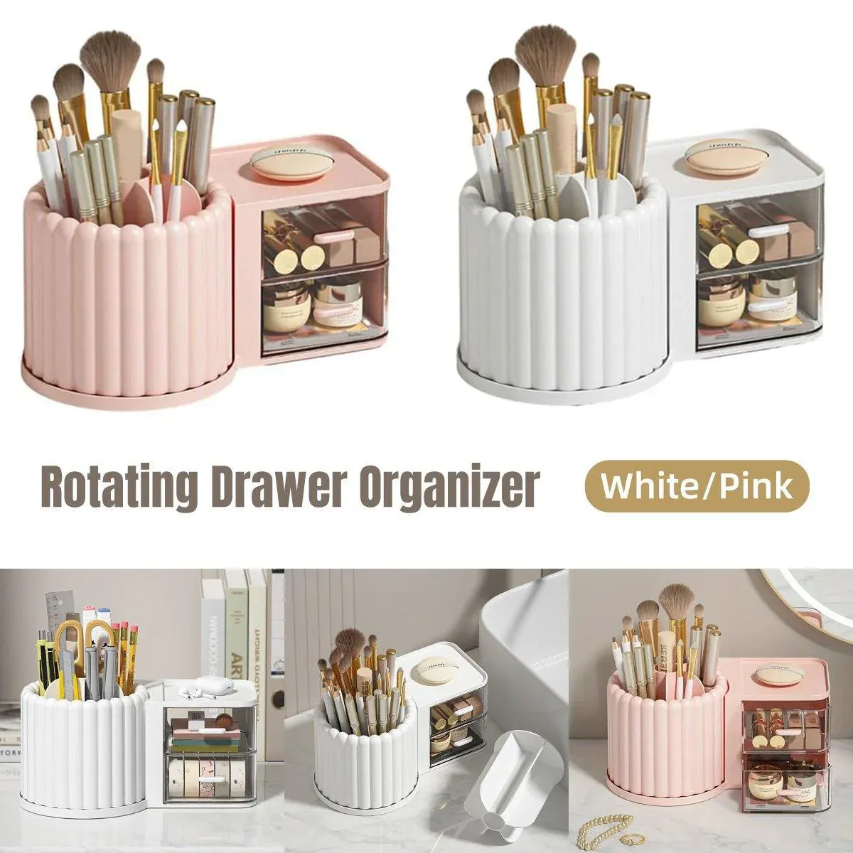 Rotating Cosmetic Pen Holder Dustproof Waterproof Storage Box Sanitary view 2