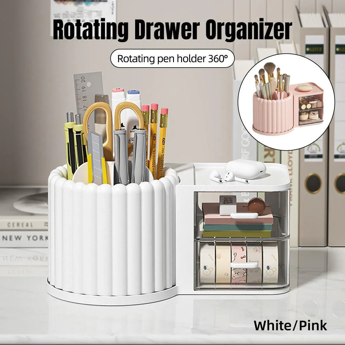 Rotating Cosmetic Pen Holder Dustproof Waterproof Storage Box Sanitary view 12