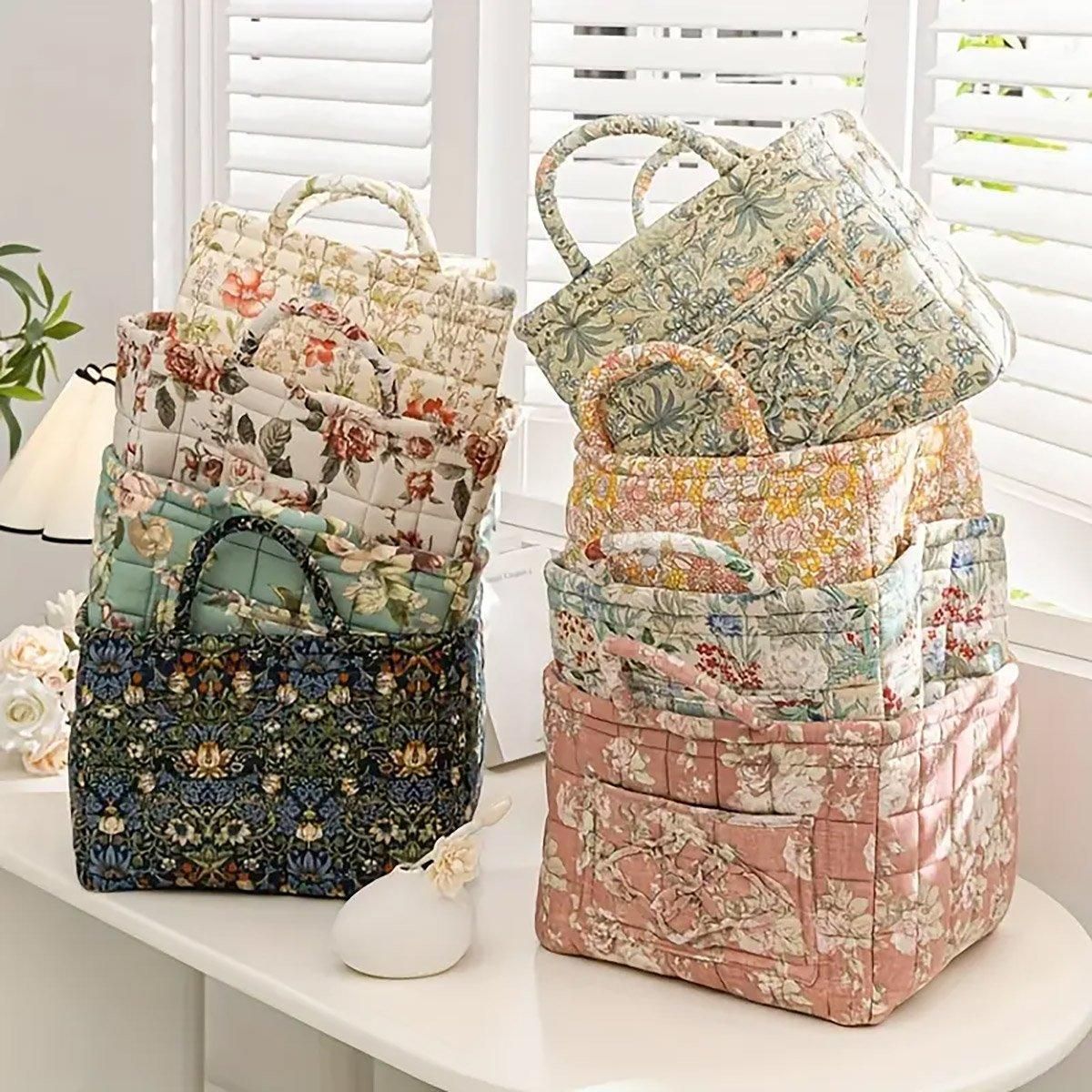 Portable Fabric Storage Basket Korean Pastoral Style Organizer for Home view 6
