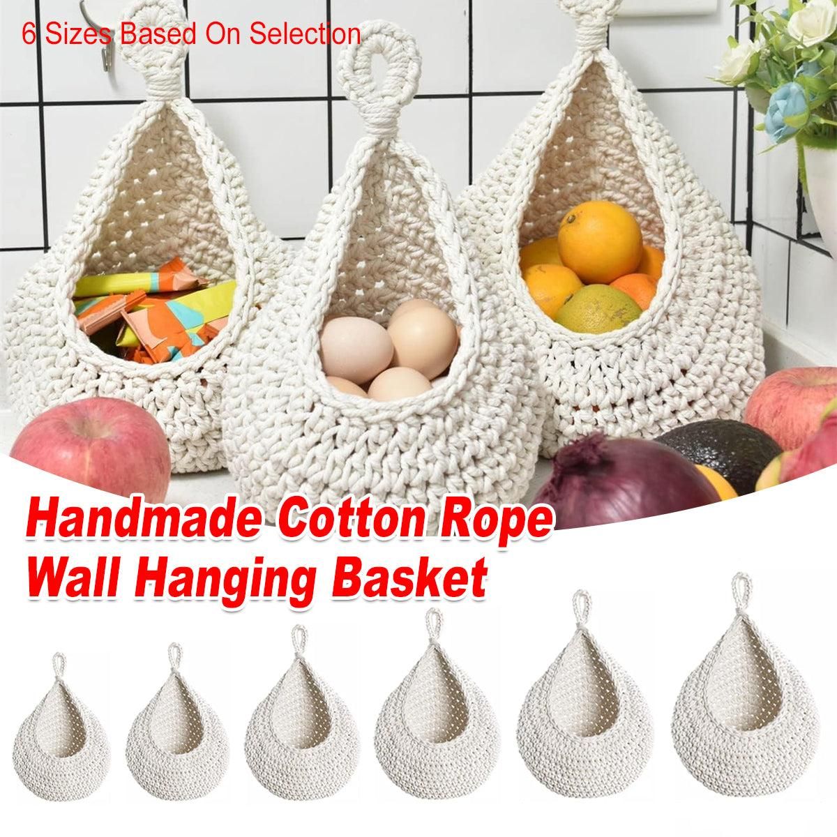 Cotton Rope Woven Storage Basket Wall Mount Fruit Vegetable Organizer view 2