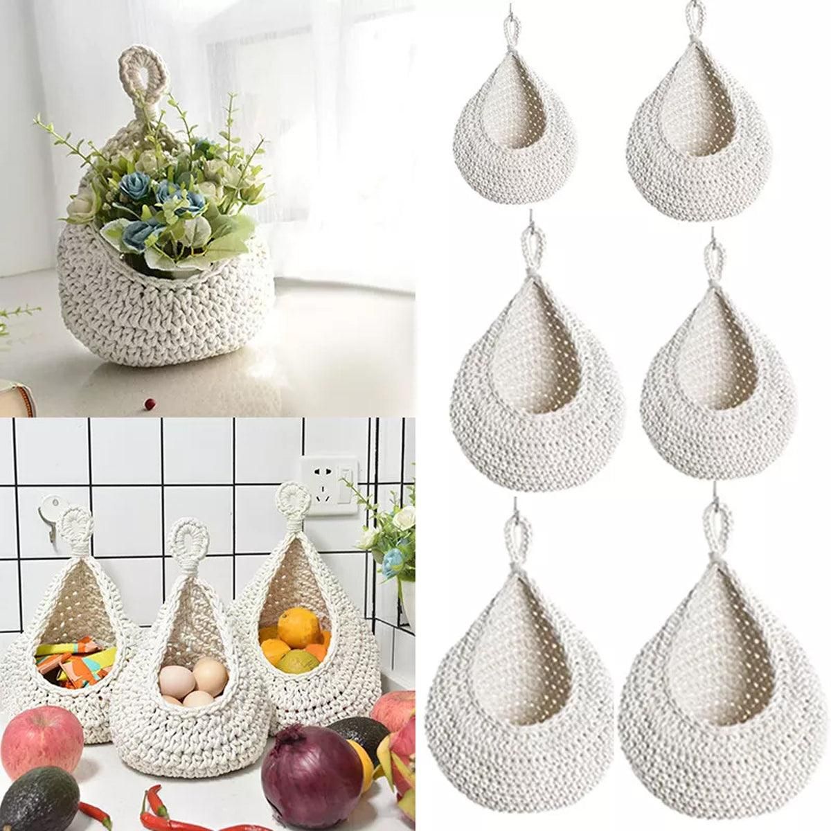 Cotton Rope Woven Storage Basket Wall Mount Fruit Vegetable Organizer view 11