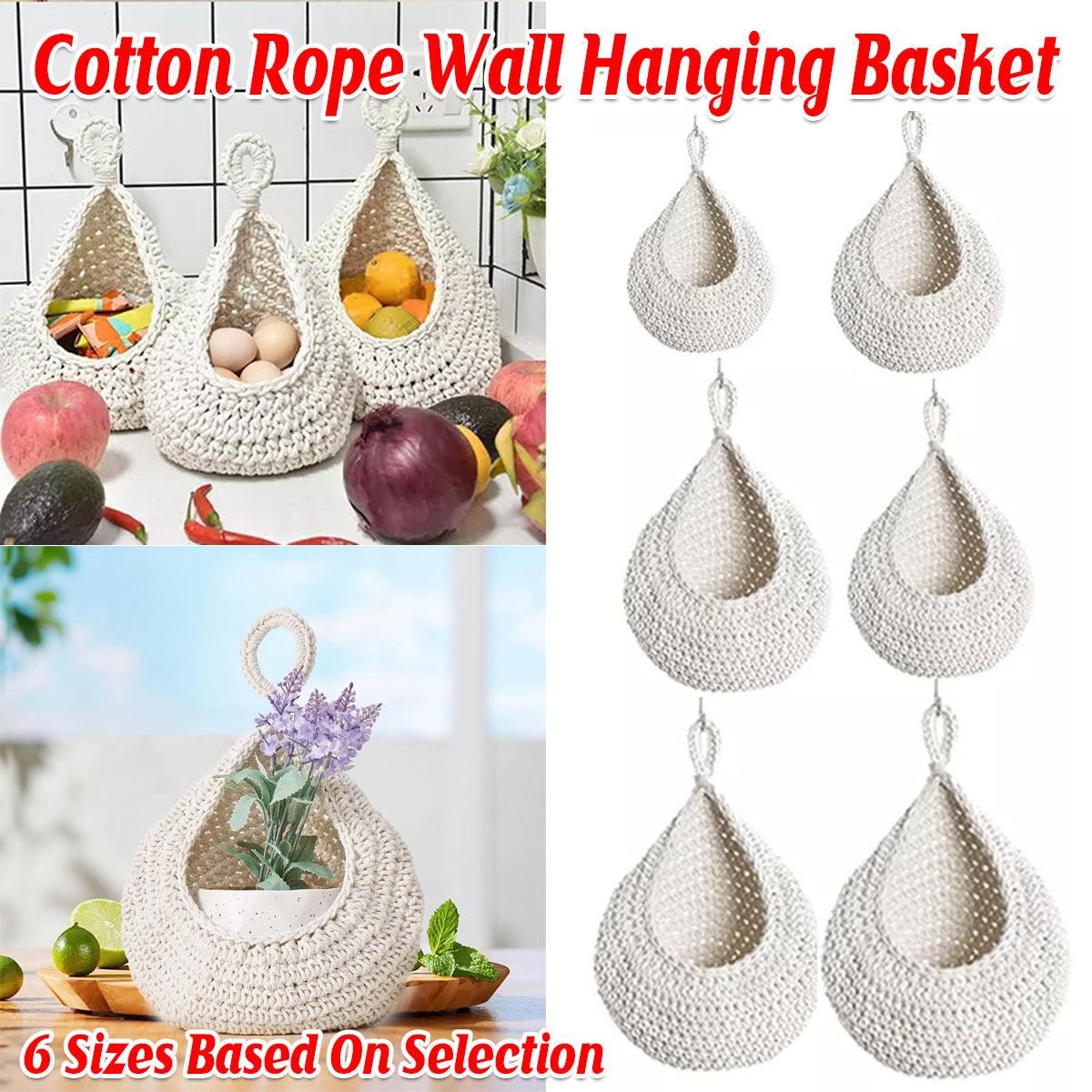 Cotton Rope Woven Storage Basket Wall Mount Fruit Vegetable Organizer view 15