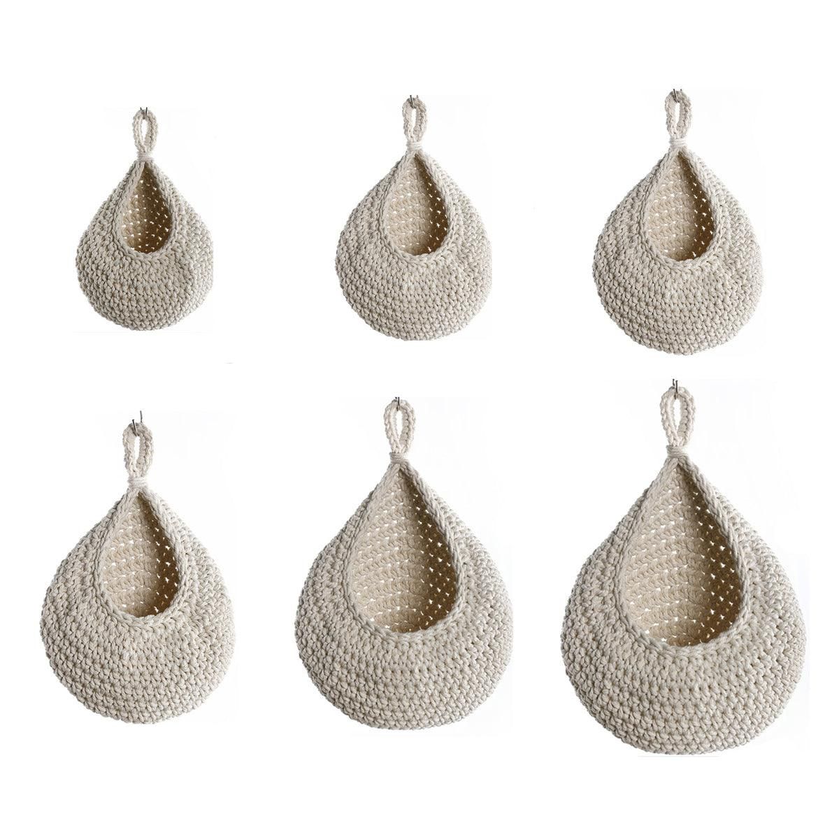 Cotton Rope Woven Storage Basket Wall Mount Fruit Vegetable Organizer view 3