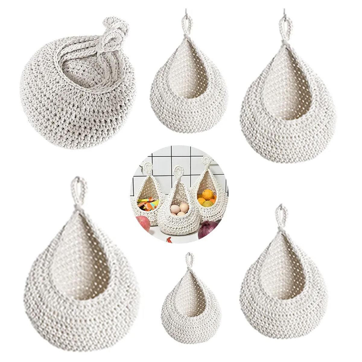 Cotton Rope Woven Storage Basket Wall Mount Fruit Vegetable Organizer view 13