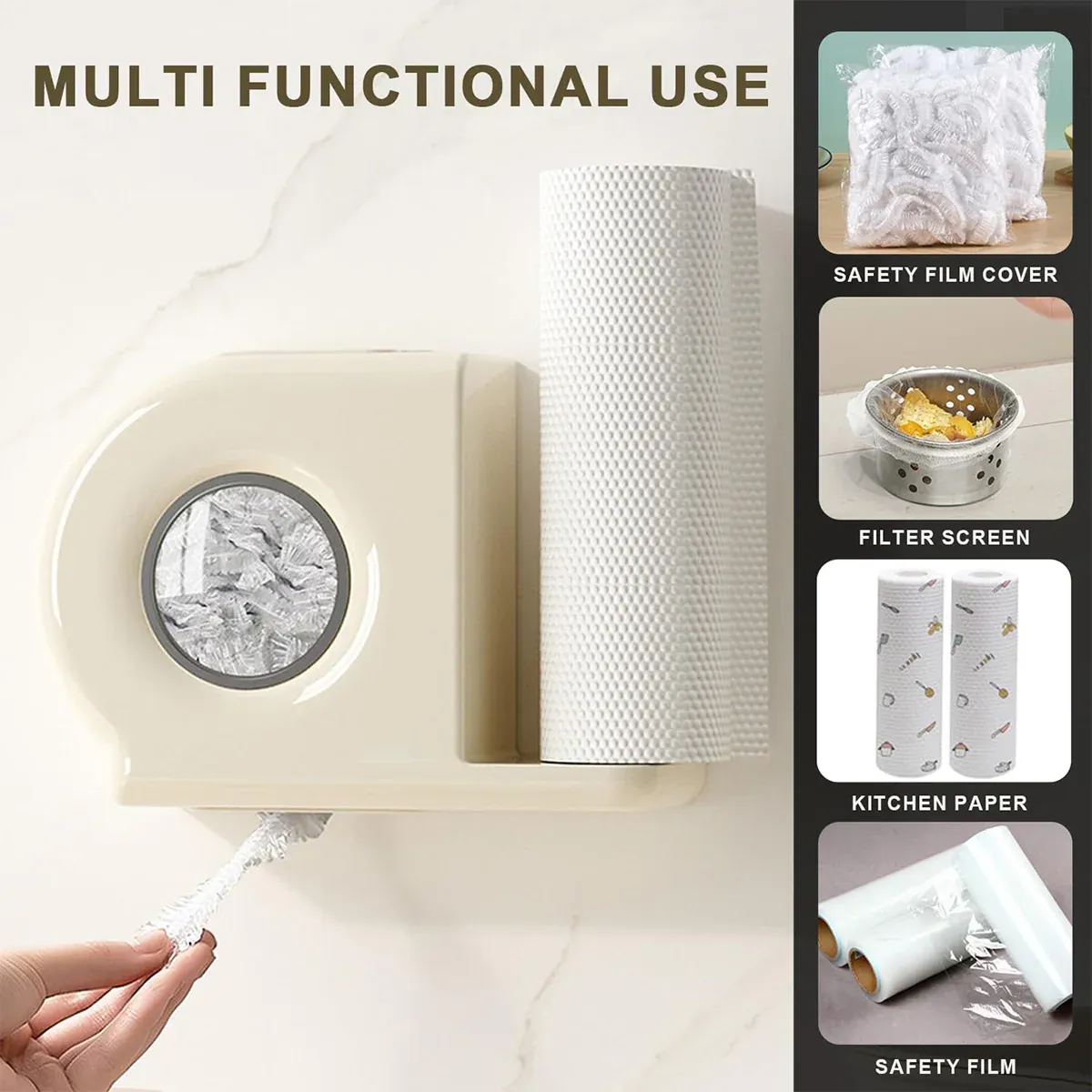 Wall Mounted Kitchen Storage Rack for Plastic Bags Rags Film Organizer Box Use view 7