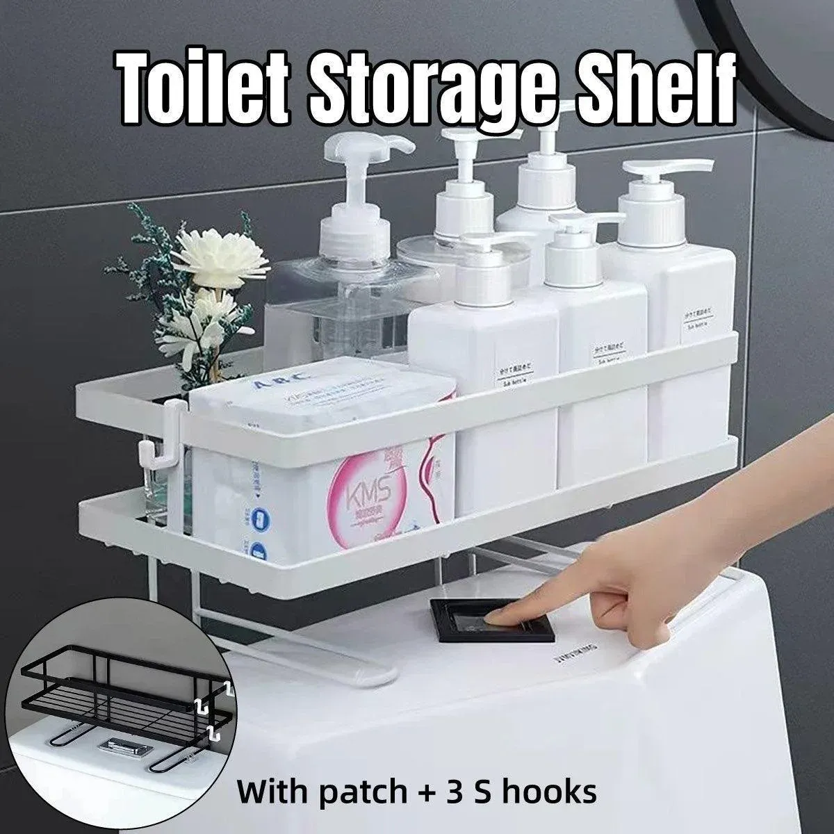 Storage Rack 1Tier Space Saver Over The Toilet Steel Bathroom Shelf Organizer view 2