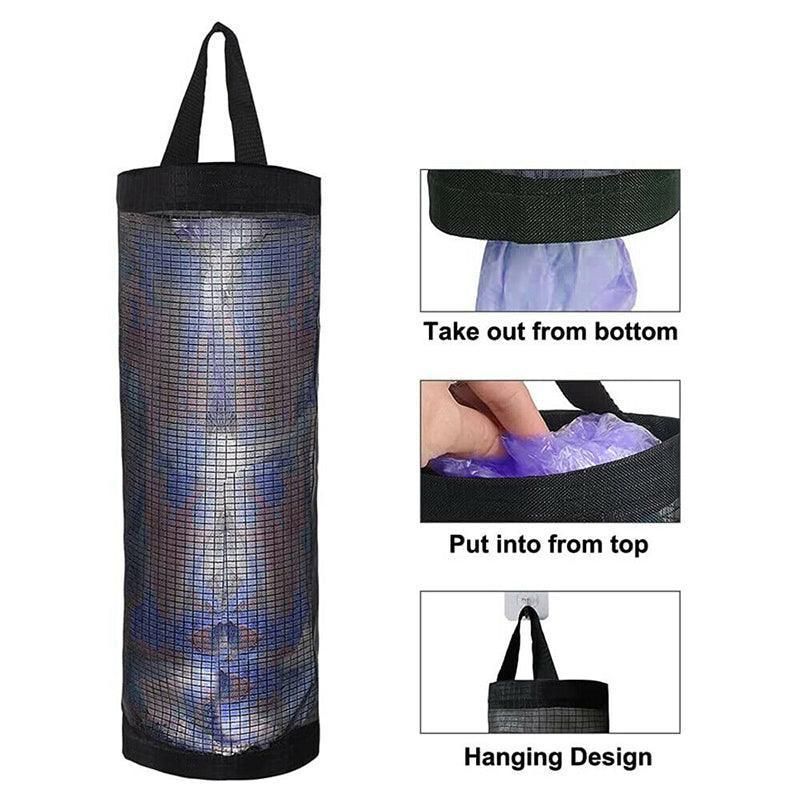 Hanging Mesh Bag Organizer Dispenser for Plastic or Trash Bags Storage Holder view 5