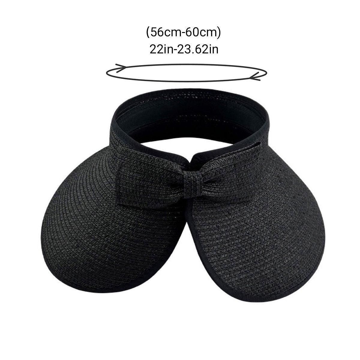 Women Roll Up Sun Visor Wide Brim Straw Hat Summer Foldable UV Protection Cap view 4