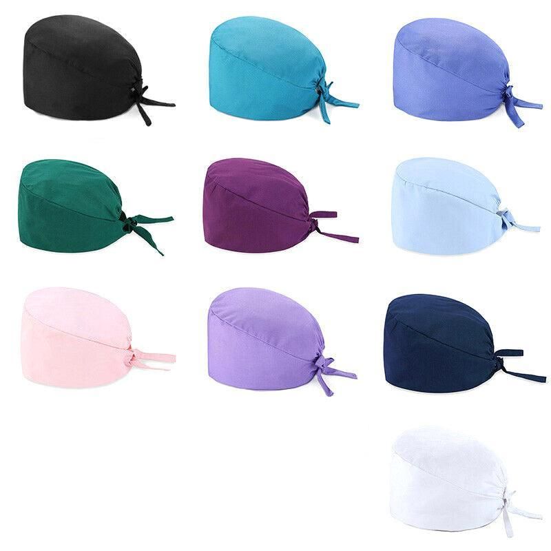 100% Cotton Unisex Surgical Scrub Cap for Doctors & Nurses - Blue view 3