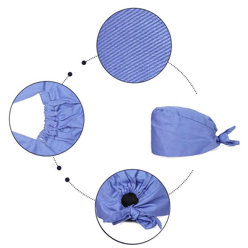 100% Cotton Unisex Surgical Scrub Cap for Doctors & Nurses - Blue view 5