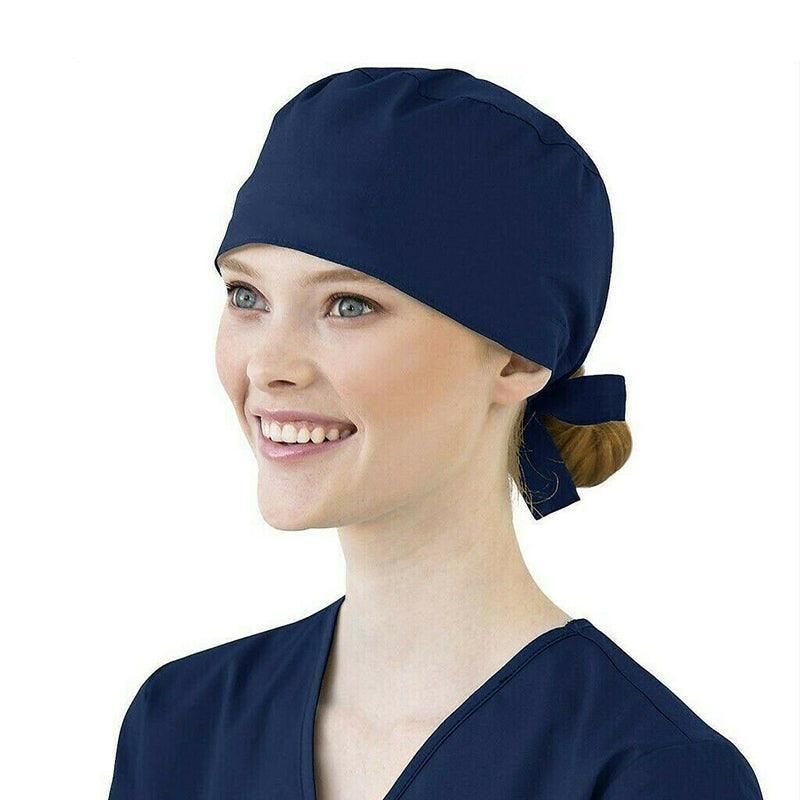 100% Cotton Unisex Surgical Scrub Cap for Doctors & Nurses - Blue view 12