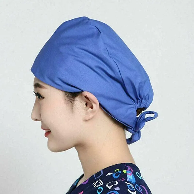 100% Cotton Unisex Surgical Scrub Cap for Doctors & Nurses - White view 13