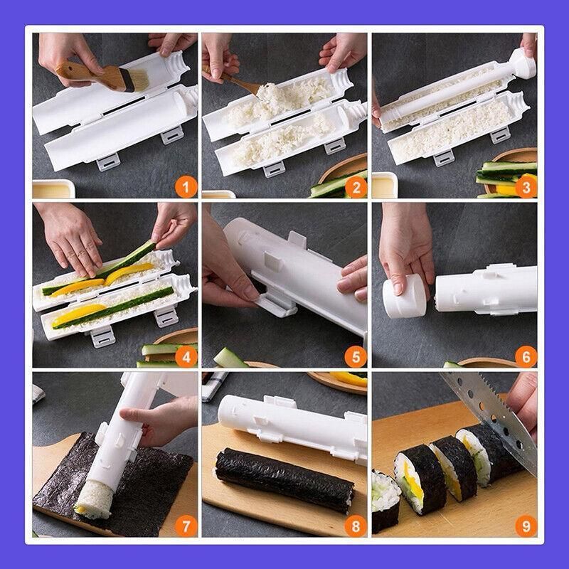 Sushi Roller Maker Tool with Tube Plunger DIY Bazooka Rice Mold for Home Kitchen view 4