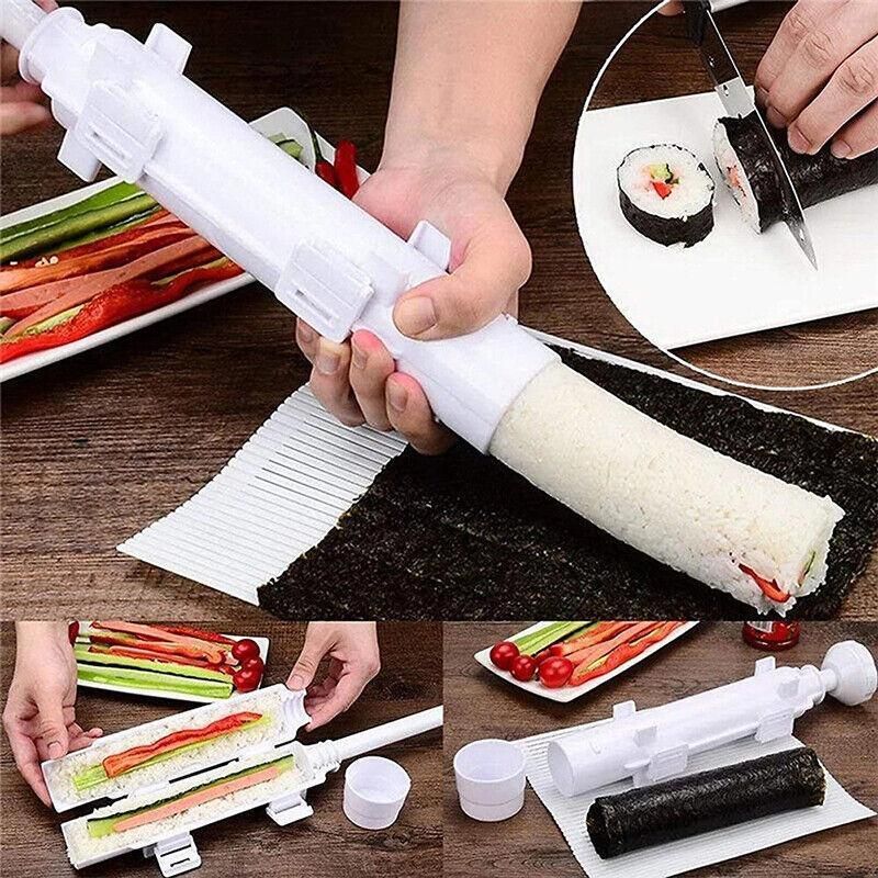 Sushi Roller Maker Tool with Tube Plunger DIY Bazooka Rice Mold for Home Kitchen view 6