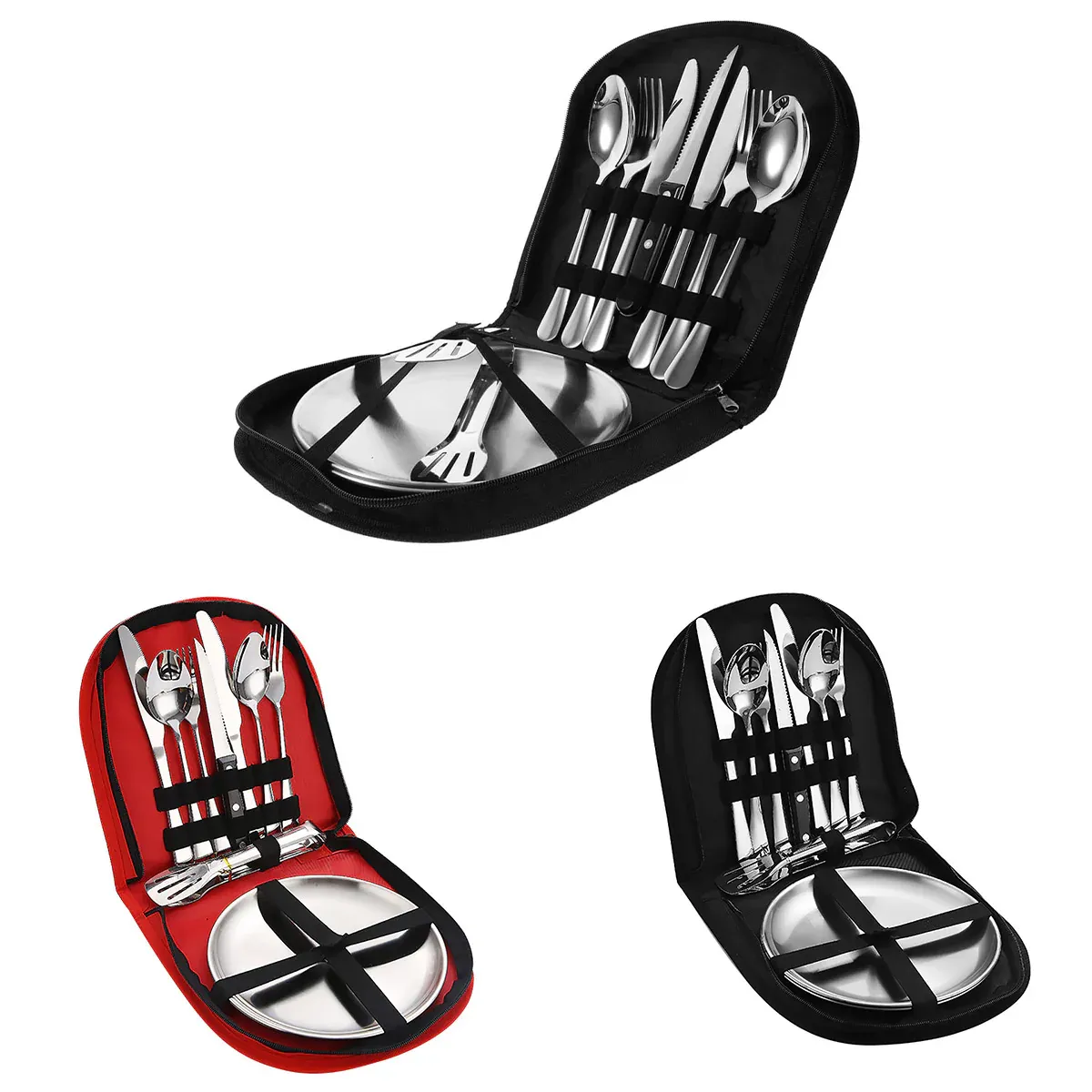 10/20PCS Camping Cutlery Set Outdoor Picnic Utensils Plates Spoons Forks view 3