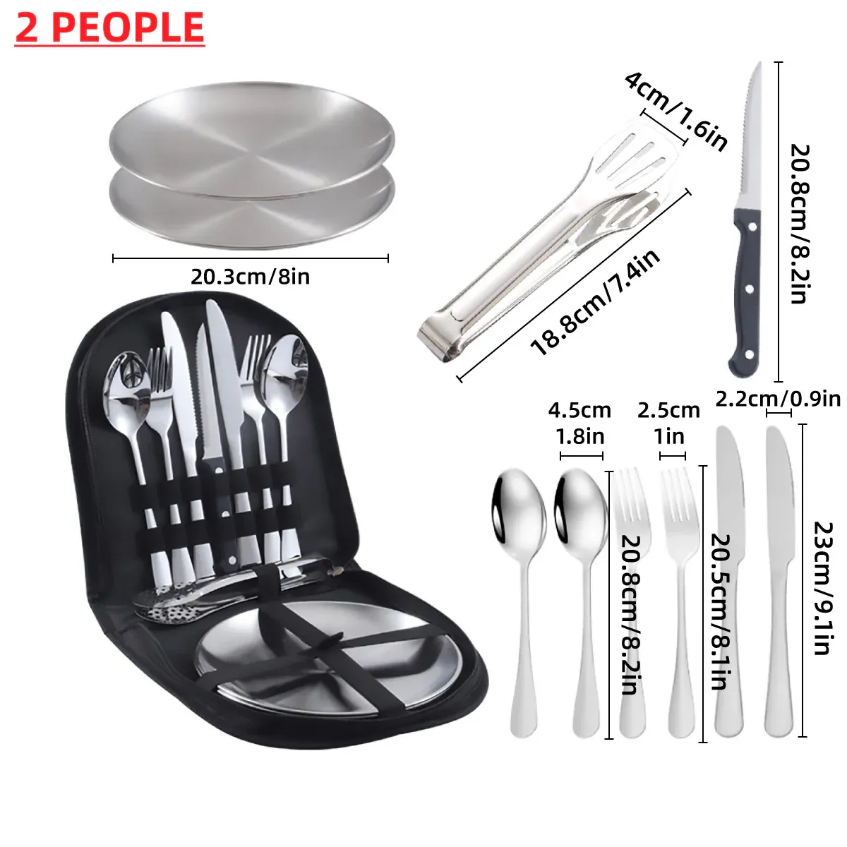 10/20PCS Camping Cutlery Set Outdoor Picnic Utensils Plates Spoons Forks view 4